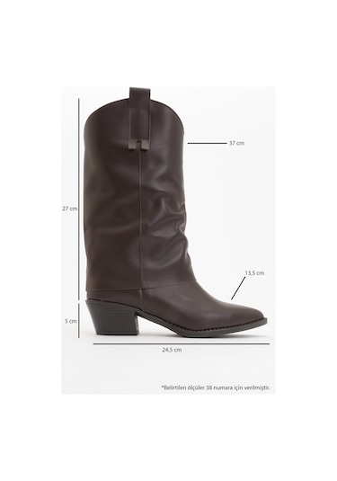 Sojo Kahverengi Cilt Hakiki Deri Kalın Topuklu Kısa Çizme Kahverengi Deri