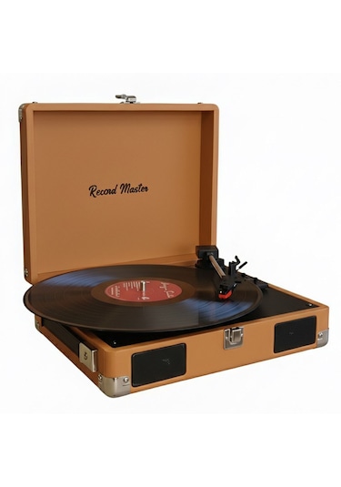 Record Master Rm-311 Pikap - Tüm Plaklar İle Uyumlu- Power Banklere Bağlanarak Kullanılabilme Kahverengi