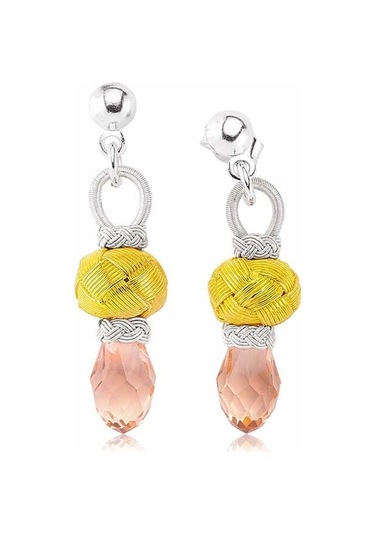 Gümüş Pembe Taşlı Kazaz Kadın Küpe Gümüş