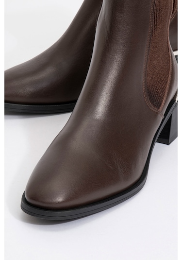 Neiva Kahve Cilt Hakiki Deri Kadın Chelsea Bot Kahverengi Deri