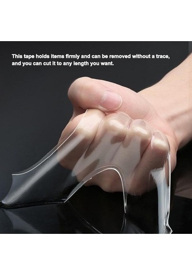 Pazly Yıkanabilir Şeffaf Bant, İz Bırakmayan, Kesilebilir, Ev Aksesuarı