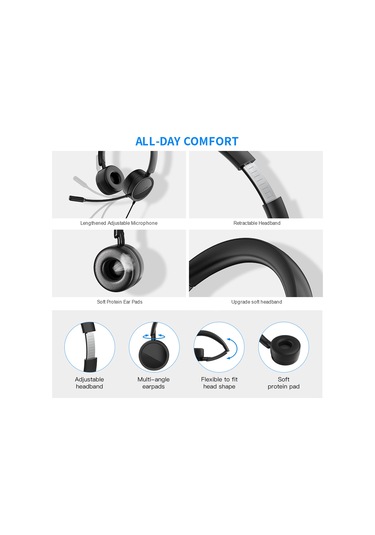 Jeemson H360 Kulaküstü Telefon Kulaklığı: Gürültü Engelleme Mikrofonlu, Ses Kontrol Ve Sessiz Modlu, 3.5mm/usb Uyumlu Siyah
