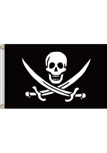60x90cm Korsan İskelet Bayrağı For Bald Knife And Fork