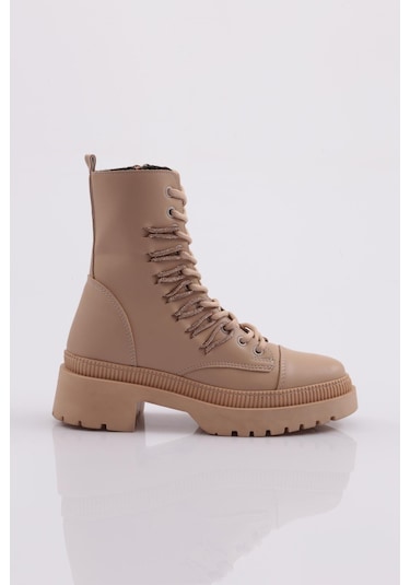 Dgn K9075 Kadin Bağcikli Silver Taş Bağcikli Bot K9075-1916-R12632 Ten Rengi