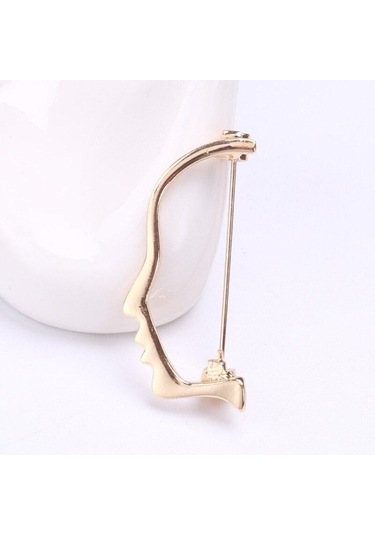 Altın Blucome Soyut Yarım Yüz Şekli Broşlar Çocuklar Için Altın Renk Pin Ceket Kısa Moda Aksesuarları Broş Rozeti Altın