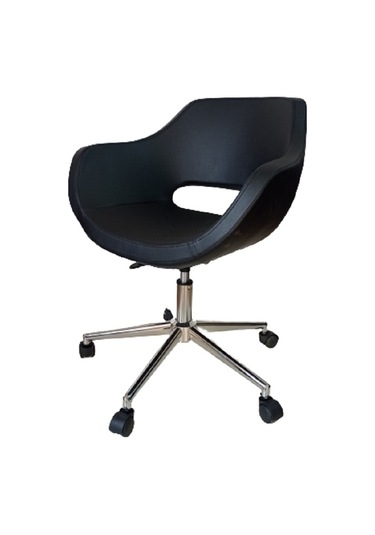 Büro Koltuğu çalışma Sandalyesi Siyah Renk Suni Deri Krom Yıldı