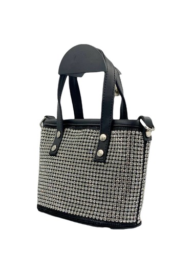 Sentt Deri Üzeri Swarovski Taş Kaplama Mini El Çantası - Beyaz