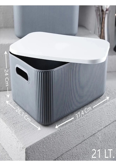 Bayev 2 Adet 21 Lt Storage 1 Adet Yeşil Ve 1 Adet Gri Çok Amaçlı Dolap Içi Düzenleyici Kutu Mavi