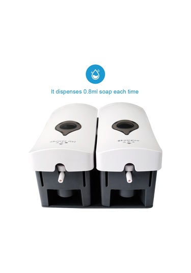 Reedark Duş Jeli & Şampuan İçin Deliksiz Çift Başlı Duvar Sabunluk - 300ml X 2, Pratik Ve Şık Beyaz