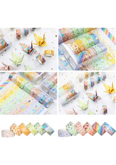 Springsun 2. 15mm Altın Folyo Washi Bant Seti - Dıy Scrapbooking & Hediye