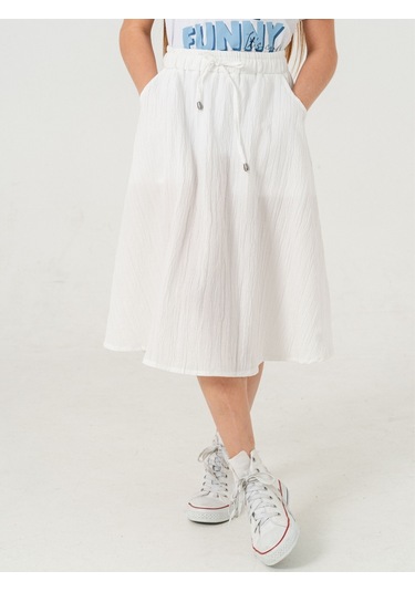 Kız Çocuk Kloş Keten Etek 2951 Beyaz