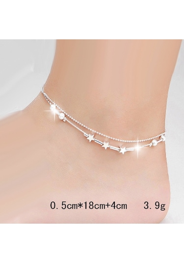 Sones Moda Takı Çift Toz Boncuk Ve Yıldız Gümüş Kaplama Bileklikler Gümüş