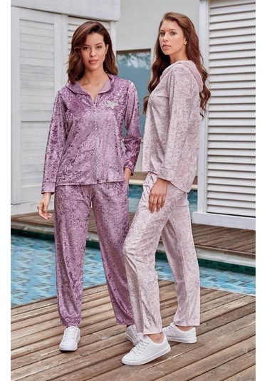 Jar Pierre 227 Kadife Pudra Kadın Eşofman Takımı 001