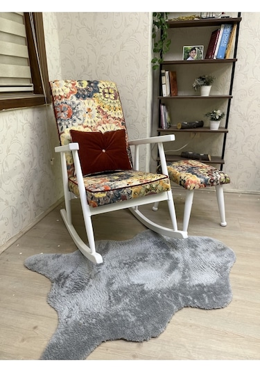 Asedia Trend Lake Çiçekli Sallanan Sandalye Koltuk