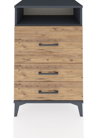 Hyperion Komodin Tek Raflı 3 Çekmeceli 60x44x96 Antrasit-çam Antrasit