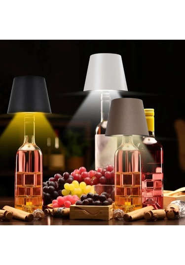 Kablosuz Şişe Lambası - Şarjlı Abajur Masa Işığı Dokunmatik Şişe İçin Led Siyah Beyaz Seçenek Çok Renkli