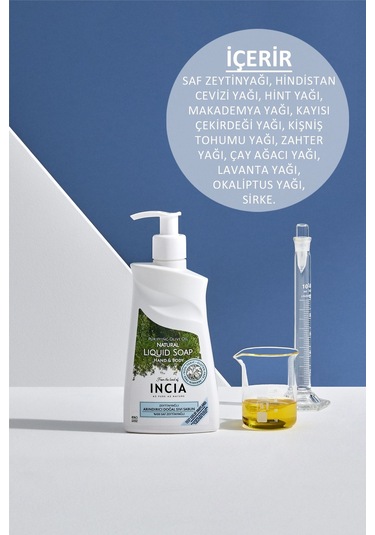 INCIA %100 Doğal Sıvı Kastil Sabunu Arındırıcı Zeytinyağlı 10 Bitkisel Değerli Yağ Vegan 250 ML