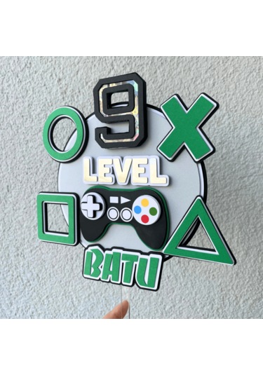 Video Game Temalı Erkek Çocuk Doğum Günü İsme Özel 3d Pasta Parti Süsü Cake Topper Çocuk