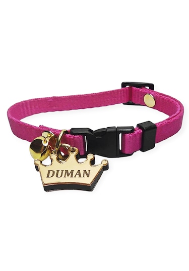 İsimli Kedi Tasması , Kedi İsimlik , İsme Özel Tasma , Fuşya Renk