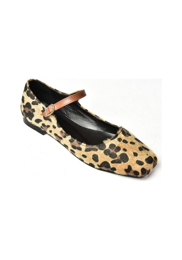 Fox Shoes S726252502 Kahverengi Leopar Süet Kadın Babet Kahverengi