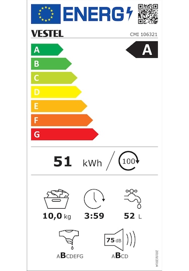 Vestel CMI 106321 1200 Devir 10 KG Çamaşır Makinesi