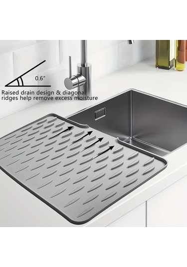 Trendooze 15.75x12.6 Gaojunshop01 Kaymaz Gri Isıya Dayanıklı Tezgah Altı Sünger Paspası Ev Dekorasyonu