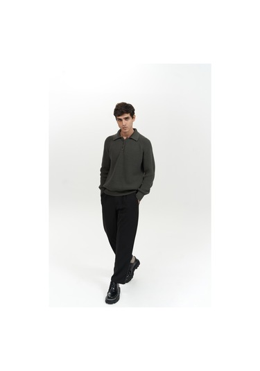 Vander Düğme Detay Antrasit Erkek Triko Kazak Antrasit