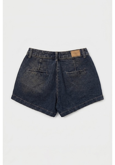 Itsbasic Kadın Koyu Kot 2s6 Mini Pileli Denim Şort