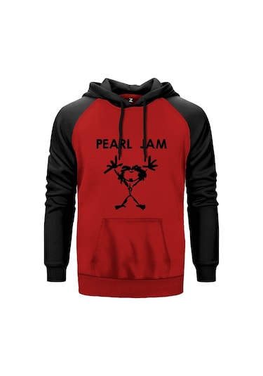 Pearl Jam Mascot Kırmızı Reglan Kol Unisex Sweatshirt Hoodie Kırmızı