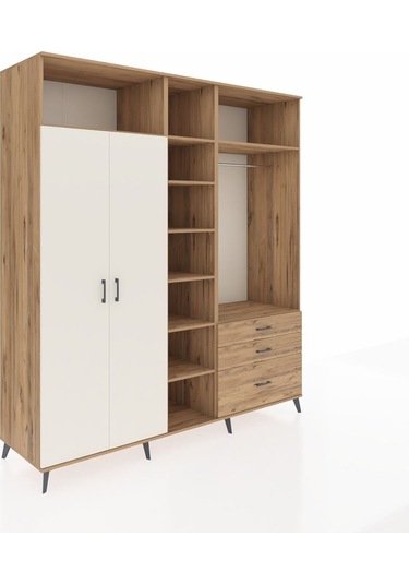 Kronos Dolap 9 Raflı 3 Çekmeceli 2 Askılı 220x59x243 Çam-aytaşı/çam Aytası/atlas Çam