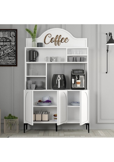 Lyon Kahve Köşesi 120cm - Beyaz / Siyah