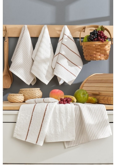 Rebeka Home Collection Sophia El Yüz Mutfak Havlu Seti 6'lı 30 x 50 CM Krem
