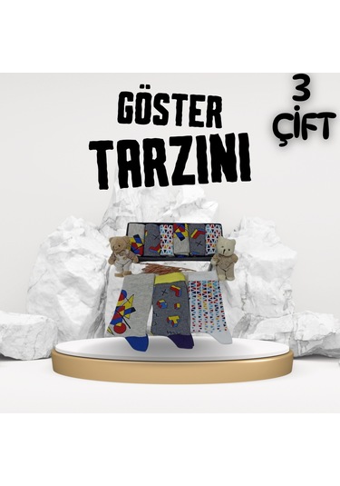 Garanti Çorap Eğlenceli Desenli Unisex Soket 3 Lü 7a Çok Renkli