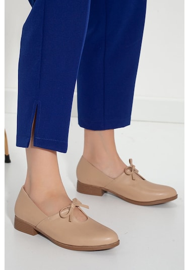 Kadın Bebe Mavisi Suni Deri Babet Ten