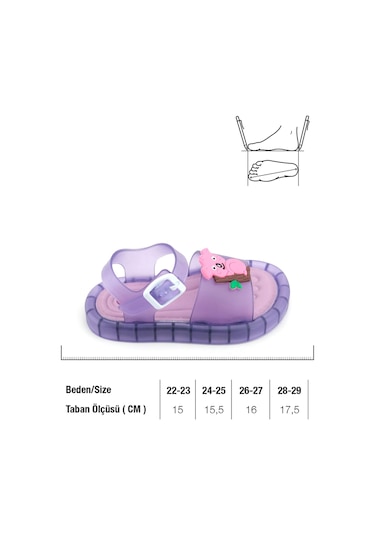 Gezer Yazlık Kız Çocuk Suni Deri Işıklı Rahat Taban Bilekten Ayarlanabilir Günlük Sandalet LILA