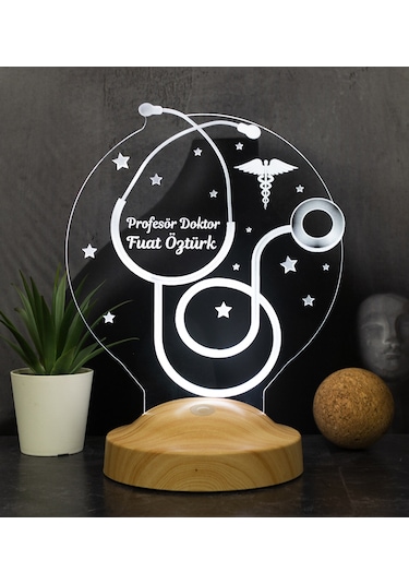 Steteskop Kişiye Özel Doktor Hediyesi, Tıp Bayramı Hediyesi Led Lamba