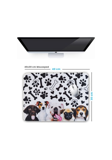 40x30cm Mouse Pad Kaymaz Kauçuk Taban Dikişli Gaming Oyuncu Dogs