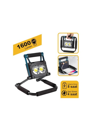 Lambada Süper Ledli El Projektörü Güneş Enerjili-şarjlı Usb Çıkışlı Mıknatıslı