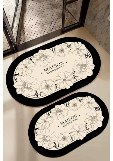 Dijital Kaymaz Yıkanabilir İkili Modern Banyo Paspası Banyo Halısı