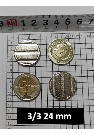 100 Adet 3/3 Çeltikli 24/2 Mm Oyun Makineleri & Langırt Jetonu