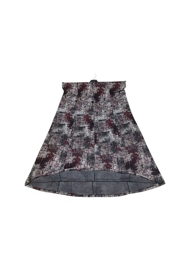 Kadın Büyük Beden Desenli Beli Lastikli Balık Etek Bordo