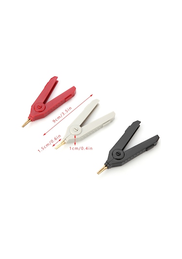 Moveevo P2004 3 Adet Altın Kaplı Bakır Test Klipsi - Abs İzoleli, Testere Dişli Tasarımı, 32a/1000v Akıllı Pil Ve Denge Testi Klipsleri Kırmızı, Siyah, Gri