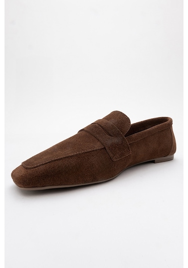 Luvishoes Luvi Shoes Morne Kahverengi Süet Hakiki Deri Kadın Loafer Ayakkabı Kahve Süet