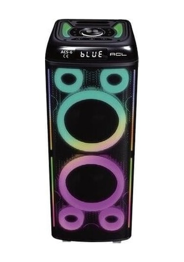 Acs-6 80w Bluetooth Hoparlör 2x8 İnç Speaker, Mikrofonlu Ve Rgb Yüksek Ses Parti Ve Karaoke