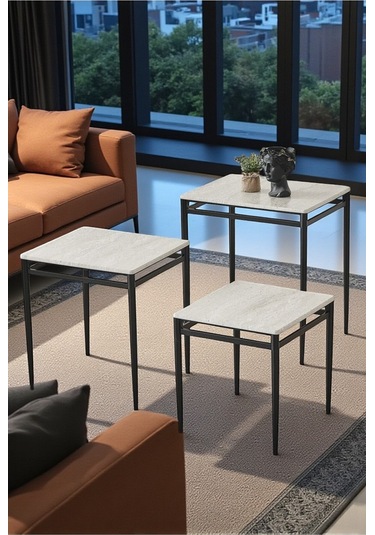 Diva Serisi 1. Sınıf Mebran Mdf 3 Lü Zigon Sehpa Takımı Siyah