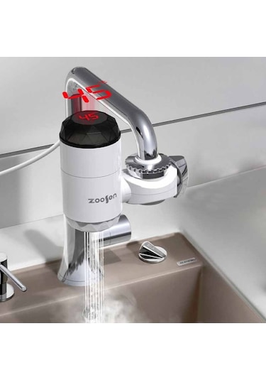 Cbtx Zoosen Elektrikli Sıcak Su Musluğu Bağlantı Tipi Anında Sıcak Su Musluğu Ab Fişi, Stil: Beyaz Çok Renkli