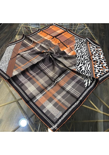 Vissona Twill İpek Eşarp Bej, Taba 16347-0014