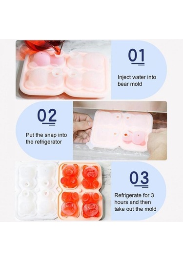 Sarı Silikon Ayı Buz Kalıp Küçük Ayıcık Şekli Buz Küpü Silikon Kalıp Buz Kalıbı Viski Silikon Buz Kutusu Sarı