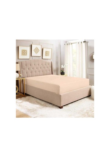 Lastikli Pamuklu Ranforce Dokuma Kumaş Çarşaf Bej