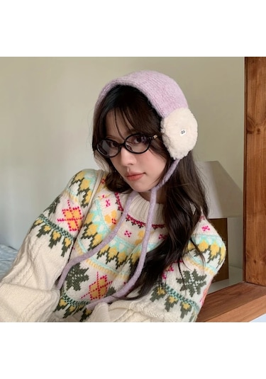 Primepickings 2025 Yeni Kore Tarzı Siyah Kulaklık, Kadın Kışlık Ayarlanabilir Kulak Koruyucu